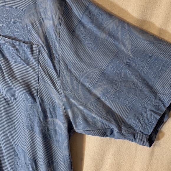 Jamaica Jaxx mens XL blue silk hawaiian tropical button down shirt vaca bahama - Picture 11 of 11